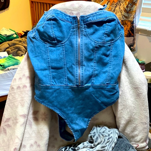 iris Tops Denim Bodysuit Poshmark